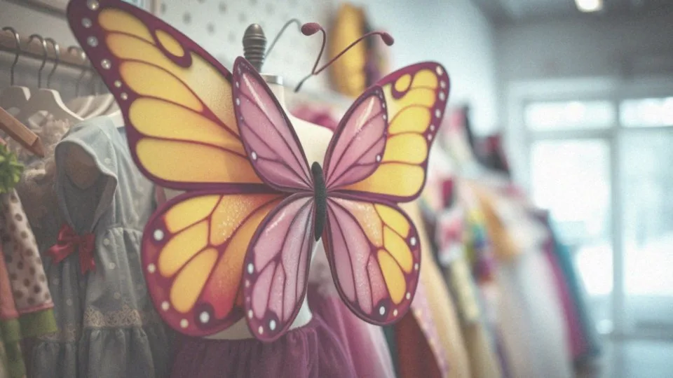 Co zawiera kostium z motylimi skrzydłami?