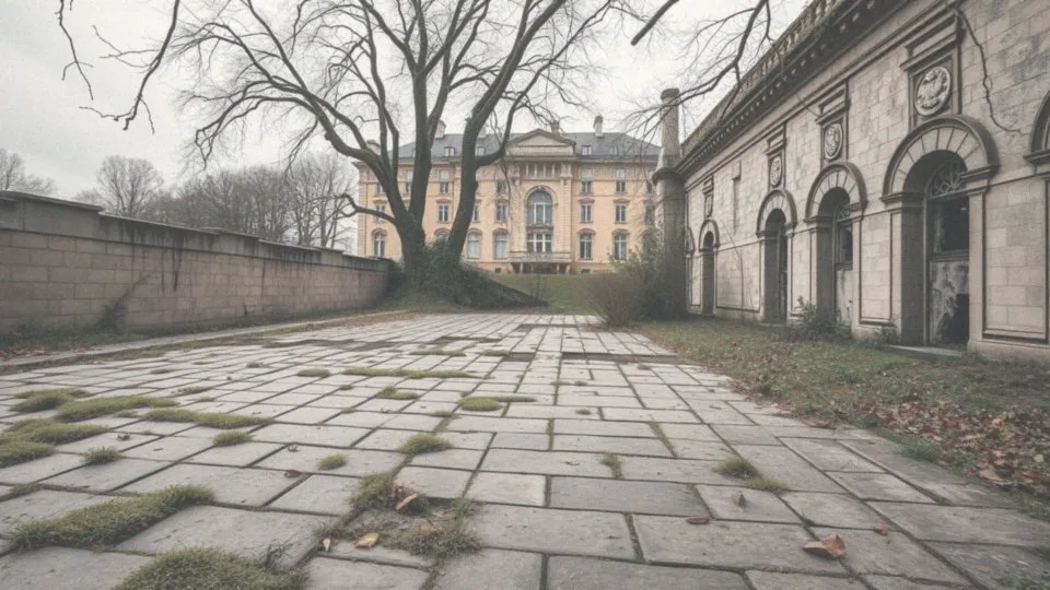 Co spowodowało dewastację tarasu pałacowego w Guzowie?