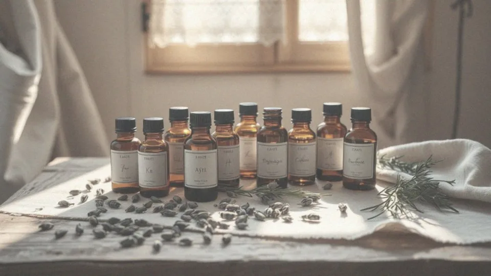 Jakie są składniki mieszanki olejków eterycznych na ból głowy?