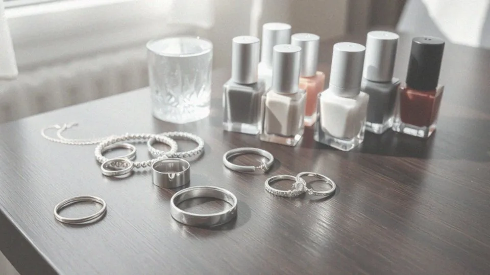 Jakie dodatki mogą współgrać z paznokciami do srebrnej sukienki?