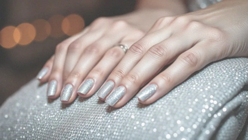 Jak brokatowe paznokcie mogą dodać blasku srebrnej sukience?